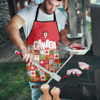 Canada Football Apron Patchwork Icons and Maple Leaf Pattern - Wonder Print Shop