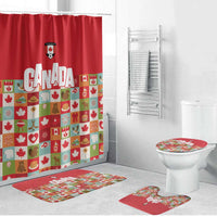 Canada Football Bathroom Set Patchwork Icons and Maple Leaf Pattern - Wonder Print Shop