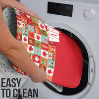 Canada Football Bathroom Set Patchwork Icons and Maple Leaf Pattern - Wonder Print Shop