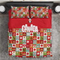 Canada Football Bedding Set Patchwork Icons and Maple Leaf Pattern - Wonder Print Shop