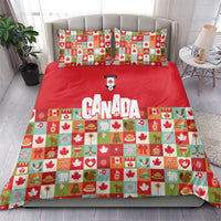 Canada Football Bedding Set Patchwork Icons and Maple Leaf Pattern - Wonder Print Shop