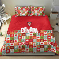 Canada Football Bedding Set Patchwork Icons and Maple Leaf Pattern - Wonder Print Shop