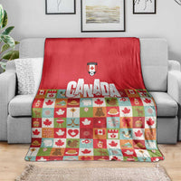 Canada Football Blanket Patchwork Icons and Maple Leaf Pattern - Wonder Print Shop
