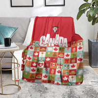 Canada Football Blanket Patchwork Icons and Maple Leaf Pattern - Wonder Print Shop