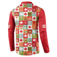 Canada Football Button Sweatshirt Patchwork Icons and Maple Leaf Pattern - Wonder Print Shop