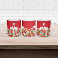Canada Football Ceramic Mug Patchwork Icons and Maple Leaf Pattern - Wonder Print Shop