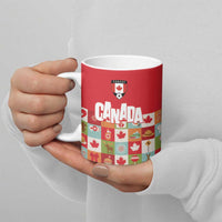 Canada Football Ceramic Mug Patchwork Icons and Maple Leaf Pattern - Wonder Print Shop