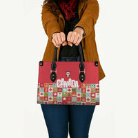 Canada Football Leather Bag Patchwork Icons and Maple Leaf Pattern - Wonder Print Shop
