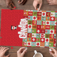 Canada Football Puzzle Patchwork Icons and Maple Leaf Pattern - Wonder Print Shop
