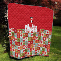 Canada Football Quilt Patchwork Icons and Maple Leaf Pattern - Wonder Print Shop
