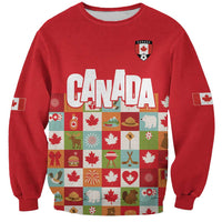 Canada Football Sweatshirt Patchwork Icons and Maple Leaf Pattern - Wonder Print Shop