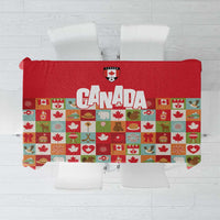 Canada Football Tablecloth Patchwork Icons and Maple Leaf Pattern - Wonder Print Shop