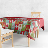 Canada Football Tablecloth Patchwork Icons and Maple Leaf Pattern - Wonder Print Shop