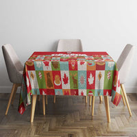 Canada Football Tablecloth Patchwork Icons and Maple Leaf Pattern - Wonder Print Shop