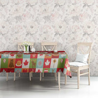 Canada Football Tablecloth Patchwork Icons and Maple Leaf Pattern - Wonder Print Shop