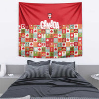 Canada Football Tapestry Patchwork Icons and Maple Leaf Pattern - Wonder Print Shop