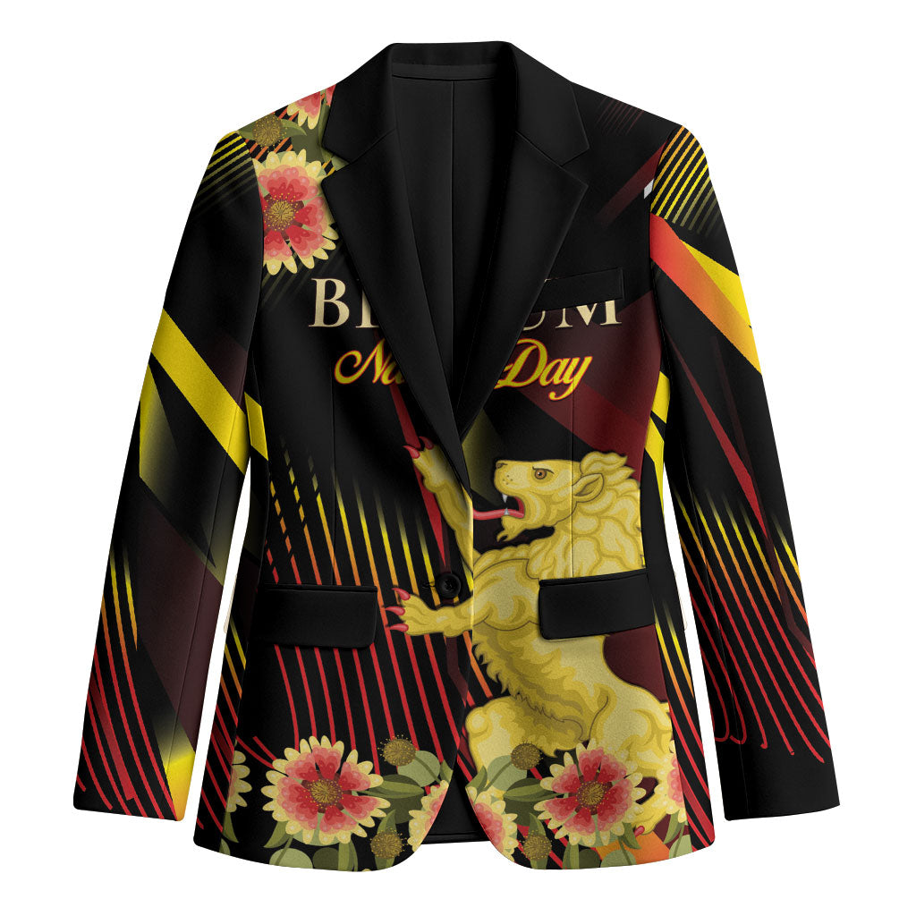 Personalized Belgium National Day Blazer Rampant Lion Gaillardia Heritage Pride