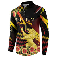Personalized Belgium National Day Button Sweatshirt Rampant Lion Gaillardia Heritage Pride