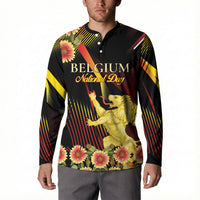 Personalized Belgium National Day Button Sweatshirt Rampant Lion Gaillardia Heritage Pride