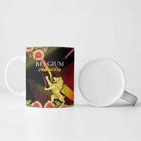 Personalized Belgium National Day Ceramic Mug Rampant Lion Gaillardia Heritage Pride