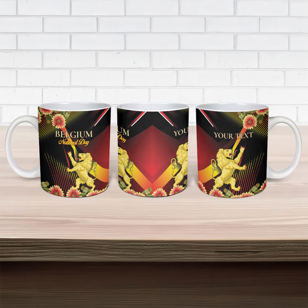 Personalized Belgium National Day Ceramic Mug Rampant Lion Gaillardia Heritage Pride