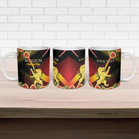 Personalized Belgium National Day Ceramic Mug Rampant Lion Gaillardia Heritage Pride