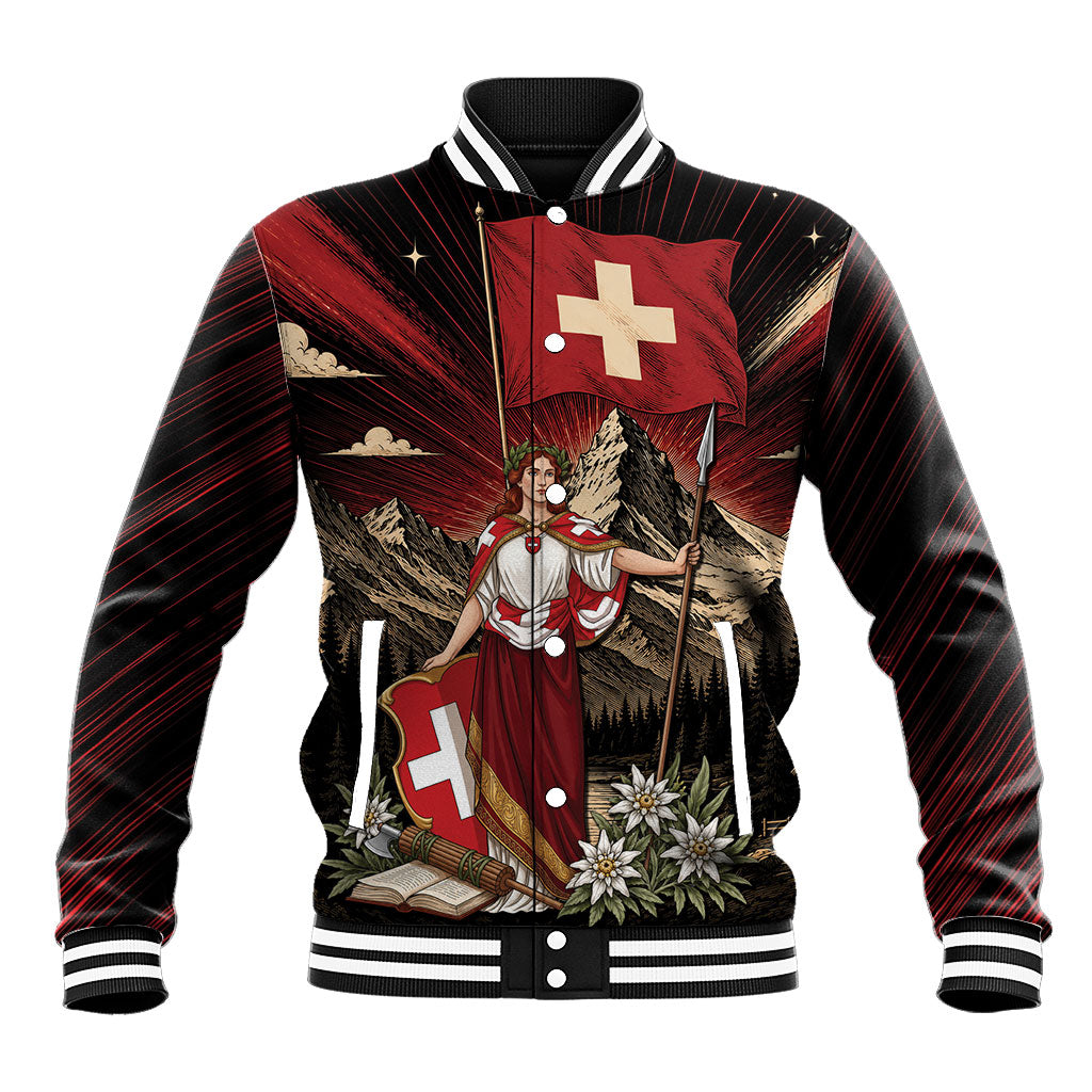 Switzerland National Day Baseball Jacket Helvetia Alps Heritage Pride
