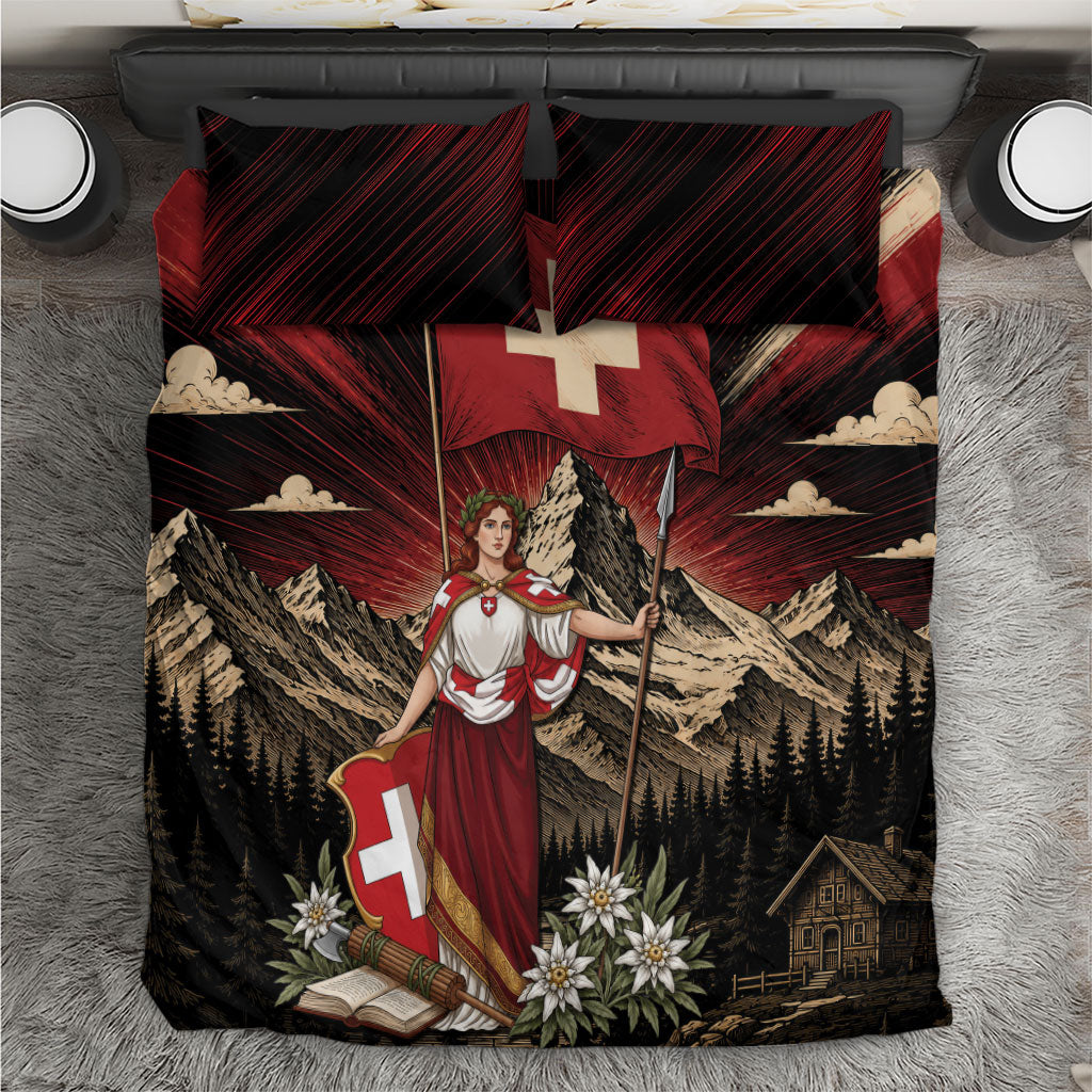 Switzerland National Day Bedding Set Helvetia Alps Heritage Pride