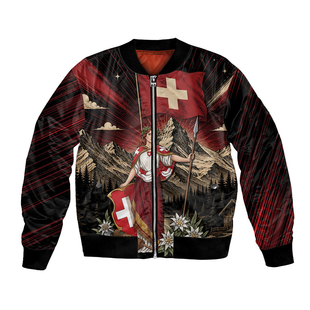 Switzerland National Day Bomber Jacket Helvetia Alps Heritage Pride