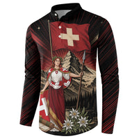 Switzerland National Day Button Sweatshirt Helvetia Alps Heritage Pride