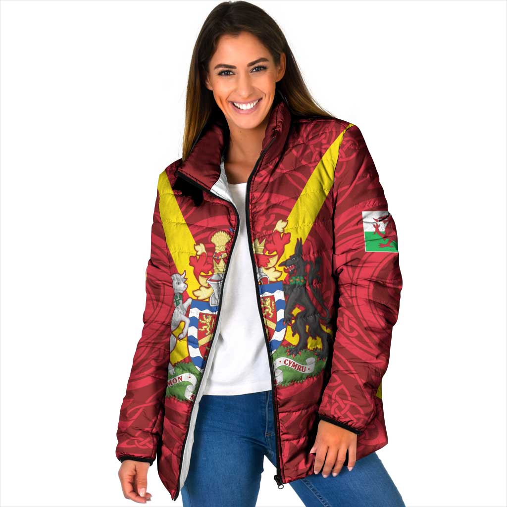 Personalized Anglesey Ynys Mon Padded Jacket Map and Emblem Celtic Style - Wonder Print Shop