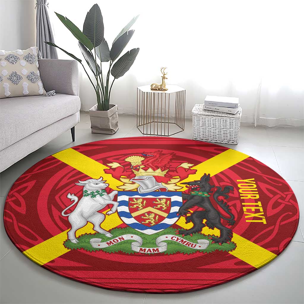 Personalized Anglesey Ynys Mon Round Carpet Map and Emblem Celtic Style - Wonder Print Shop