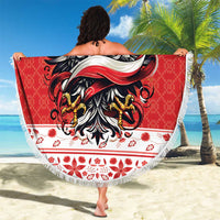 Poland Christmas Beach Blanket Polish Eagle with Flag Style - Wonder Print Shop