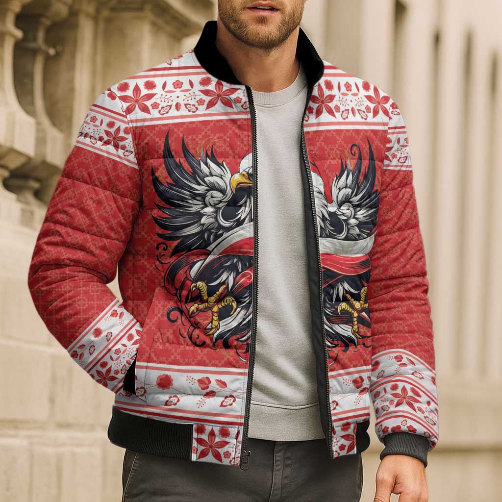 Poland Christmas Bomber Puffer Jacket Polish Eagle with Flag Style - Wonder Print Shop