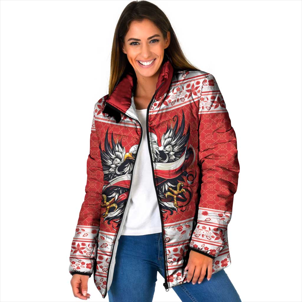 Poland Christmas Padded Jacket Polish Eagle with Flag Style - Wonder Print Shop