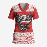 Poland Christmas Scrub Top Polish Eagle with Flag Style - Wonder Print Shop