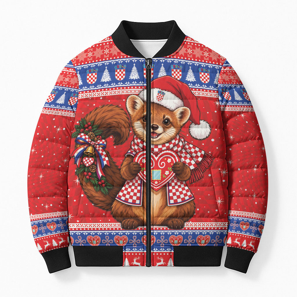 Croatia Christmas Bomber Puffer Jacket Hrvatska Kuna Licitar Heart