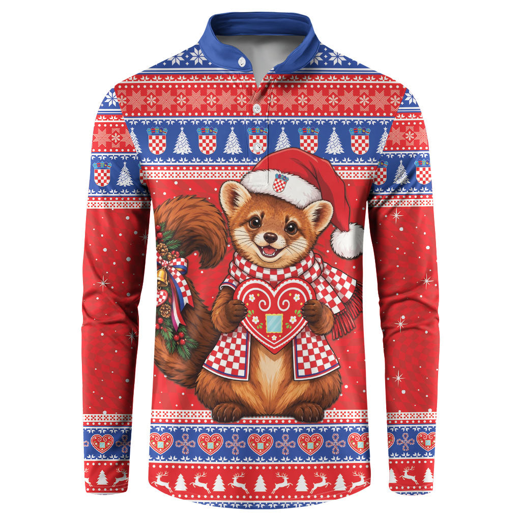 Croatia Christmas Button Sweatshirt Hrvatska Kuna Licitar Heart
