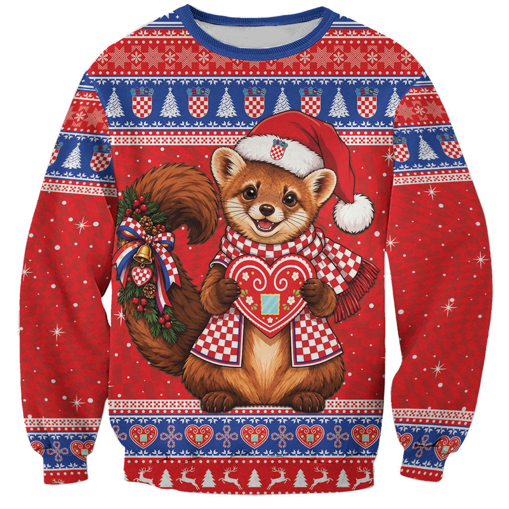 Croatia Christmas Sweatshirt Hrvatska Kuna Licitar Heart
