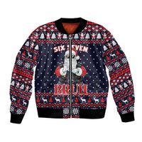 Funny Santa Six Seven Bruh Christmas Bomber Jacket Meme Gen Alpha Slang - Wonder Print Shop