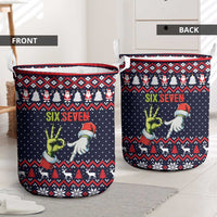 Grinch Hand Six Seven Xmas Laundry Basket Meme Gen Alpha Slang - Wonder Print Shop