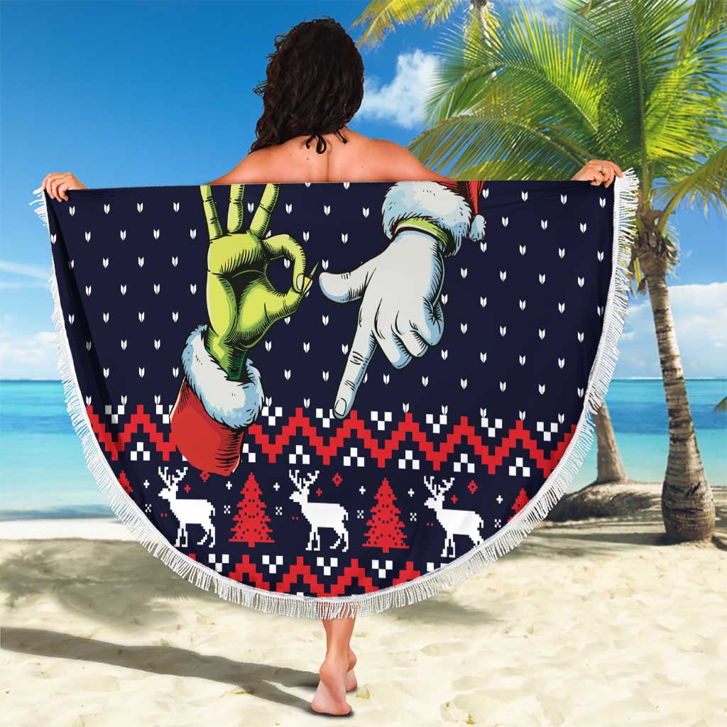 Grinch Hand Six Seven Xmas Beach Blanket Meme Gen Alpha Slang - Wonder Print Shop