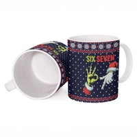 Grinch Hand Six Seven Xmas Ceramic Mug Meme Gen Alpha Slang - Wonder Print Shop