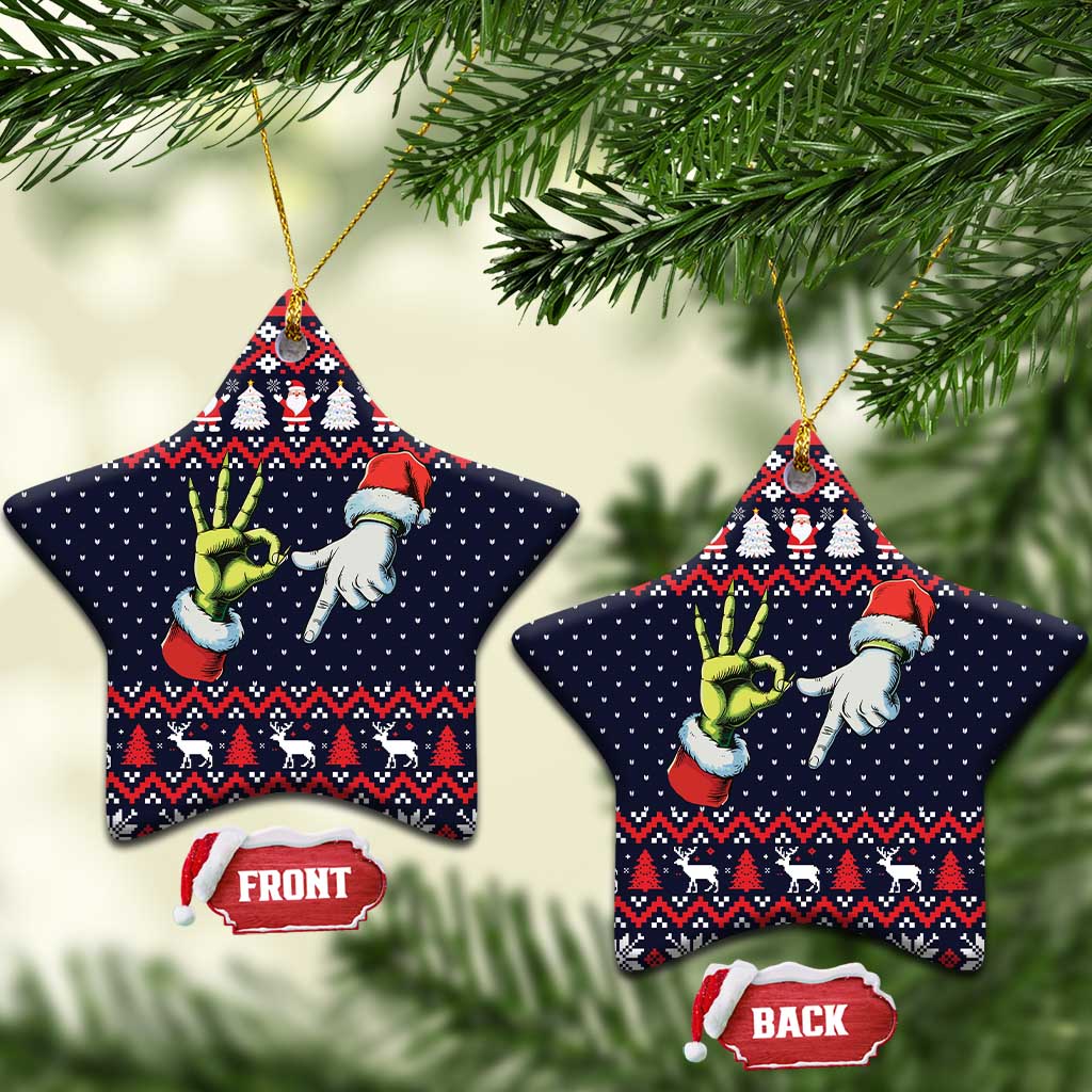 Grinch Hand Six Seven Xmas Ceramic Ornament Meme Gen Alpha Slang - Wonder Print Shop
