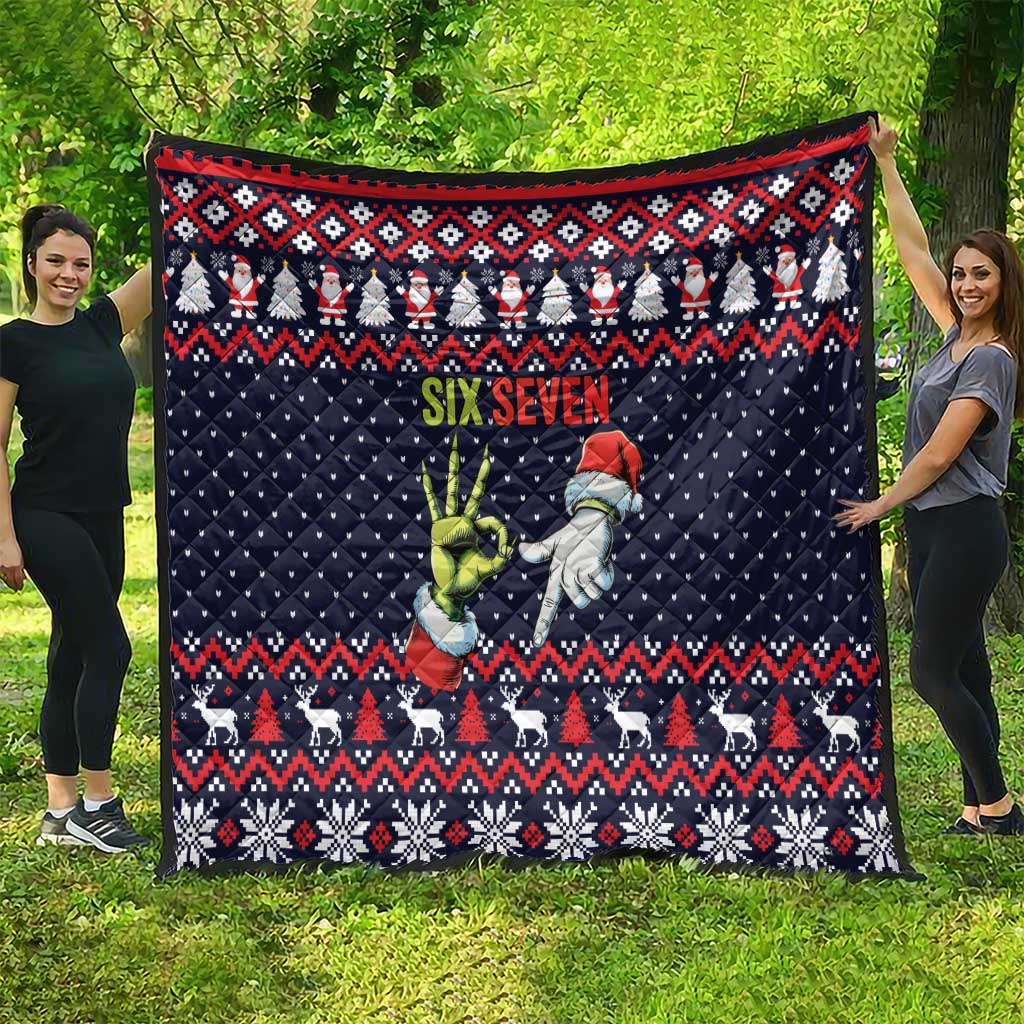 Grinch Hand Six Seven Xmas Quilt Meme Gen Alpha Slang - Wonder Print Shop