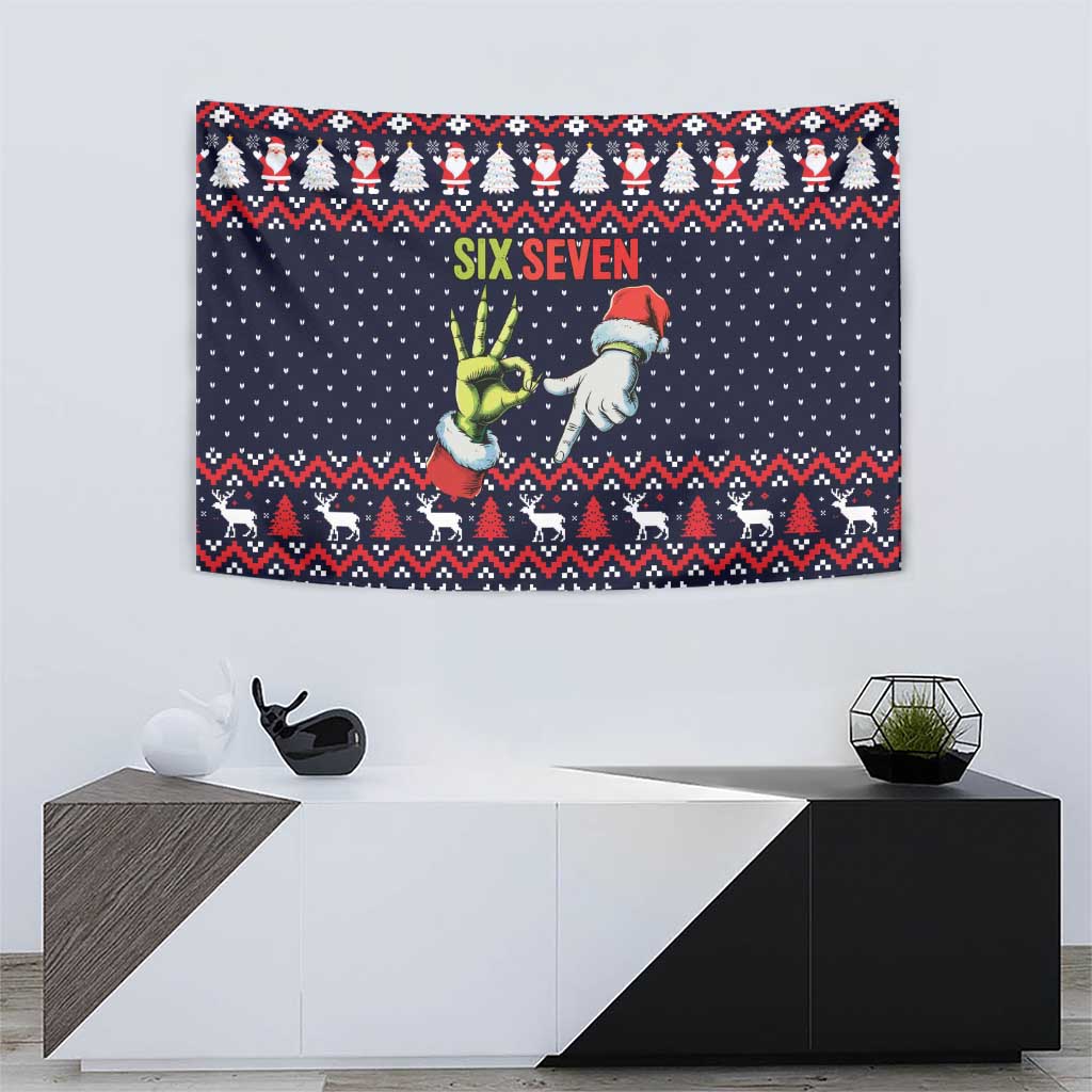Grinch Hand Six Seven Xmas Tapestry Meme Gen Alpha Slang - Wonder Print Shop