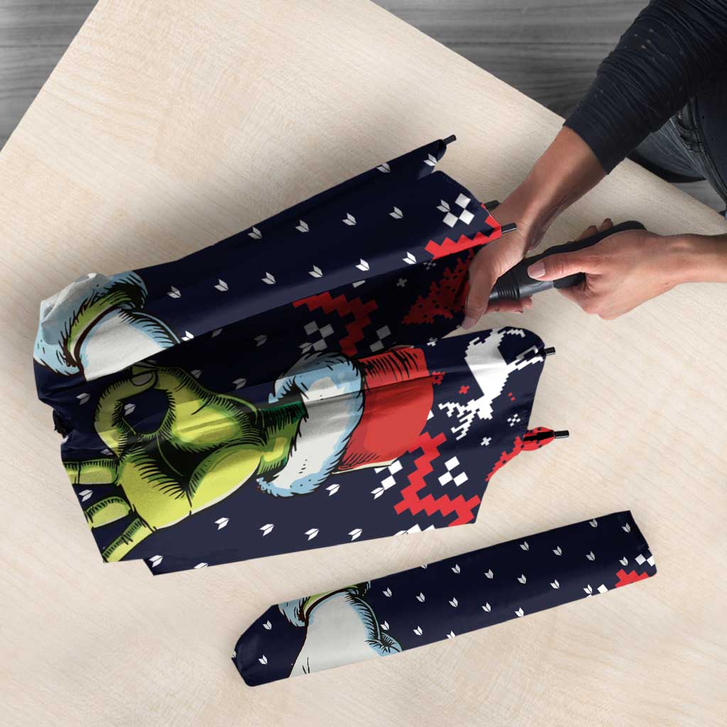 Grinch Hand Six Seven Xmas Umbrella Meme Gen Alpha Slang - Wonder Print Shop