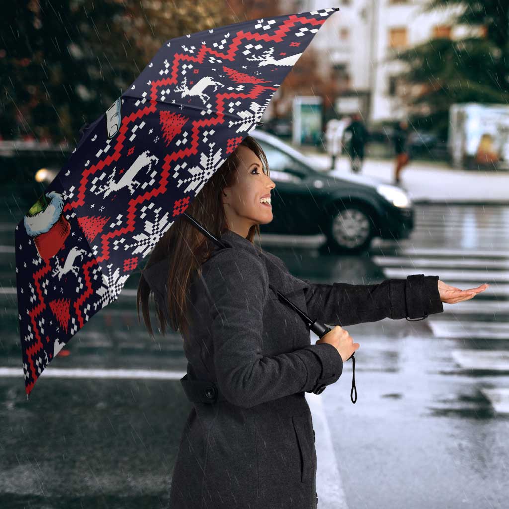 Grinch Hand Six Seven Xmas Umbrella Meme Gen Alpha Slang - Wonder Print Shop