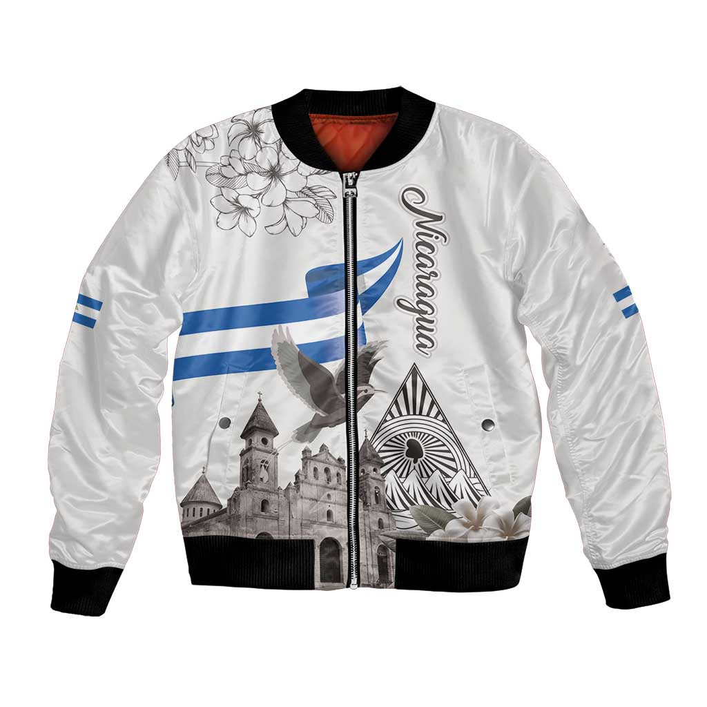 Nicaragua Leon Cathedral Bomber Jacket Motmot with Plumeria Style - Wonder Print Shop