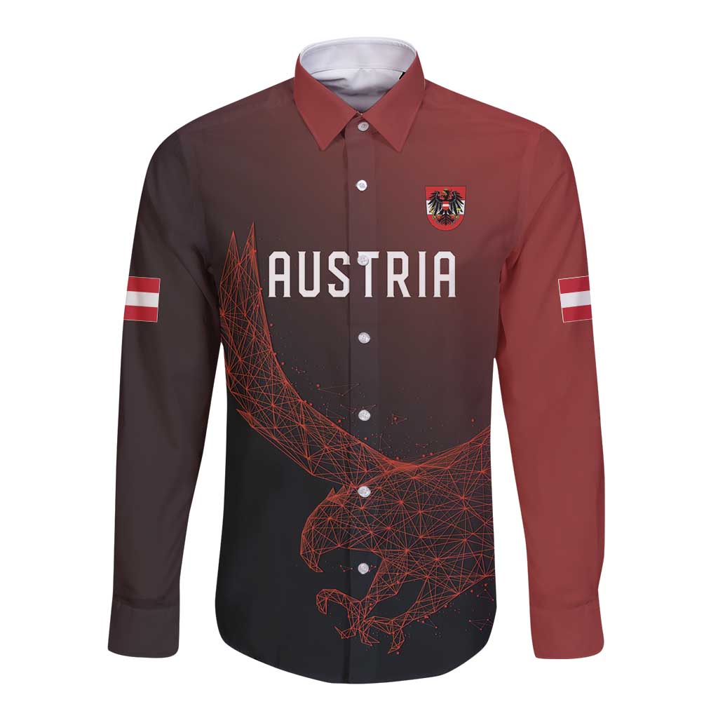 Custom World Football 2026 Austria Long Sleeve Button Shirt Das Team Go Champions Red Version